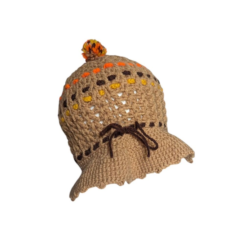 Vintage Knit Bucket Hat Dopamine Dressing Crochet Boho Festival Hippy Hippie‎